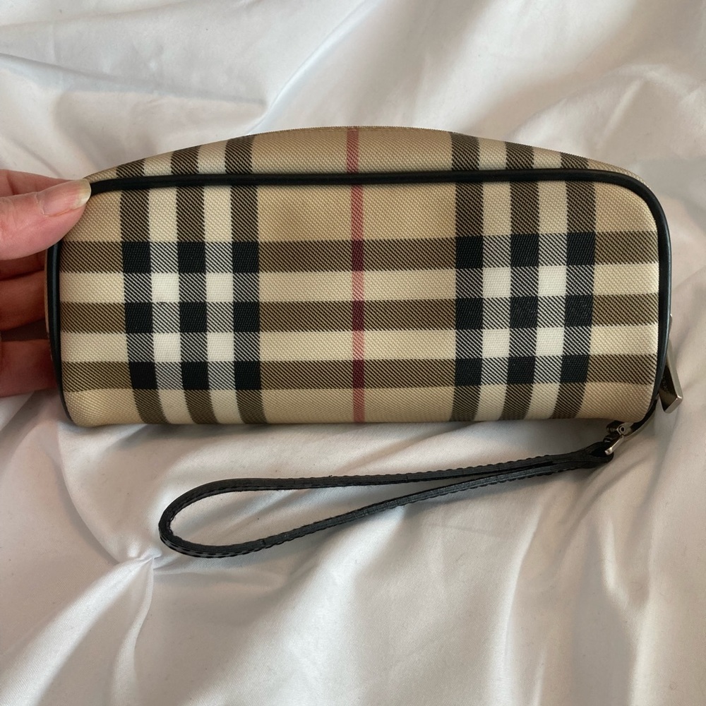 Authentic Burberry Nova check wristlet or cosmetic bag.